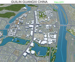 Guilin city Guangxi China 3d model 35km