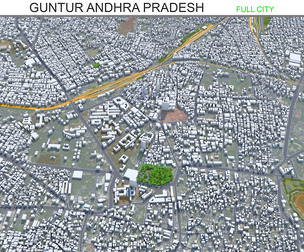 Guntur city Andhra Pradesh 3d model 20km
