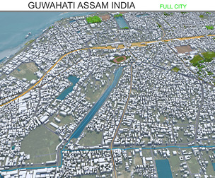 Guwahati city Assam India 3d model 35km