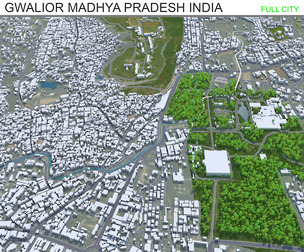 Gwalior city Madhya Pradesh India 3d model 25km
