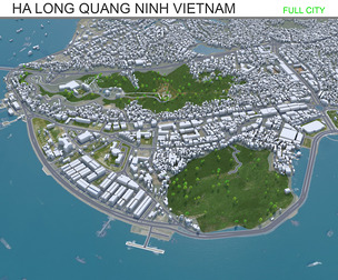 Ha Long Quang city Ninh Vietnam 3d model 35km