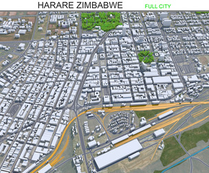 Harare city Zimbabwe 3d model 35km