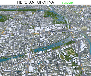 Hefei city Anhui China 3d model 70km
