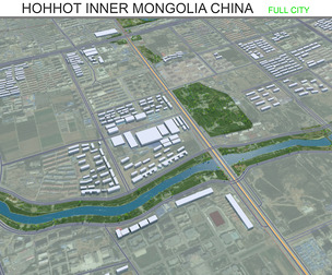 Hohhot Inner city Mongolia China 3d model 55km