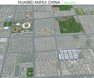 Huaibei city Anhui China 3d model 35km