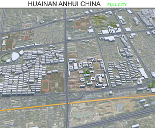 Huainan city Anhui China 3d model 55km