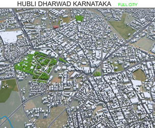 Hubli city Dharwad Karnataka 3d model 20km
