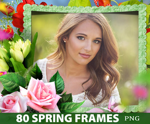 80 Spring Flower Frames, flowering clipart PNG