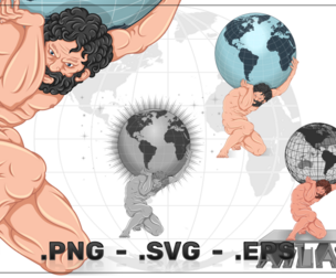 Vector Design of Atlas Holding the Earth