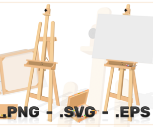 Art Studio With Easel And Paint