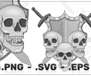 Shield Vector Design With Skulls And Swords
