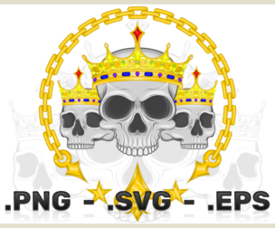 Vector Design Of Skulls Crowned With Golden Chains