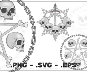 Bone Star Skull Vector Design With Chains