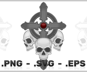 Vector Design Of Skulls With Christian Cross