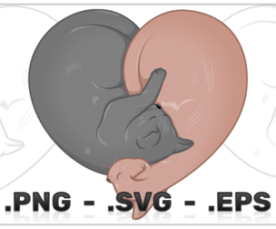 Heart Shaped Cat Vector Design