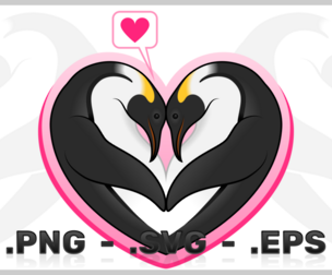 Deart Shaped Penguin Vector Design