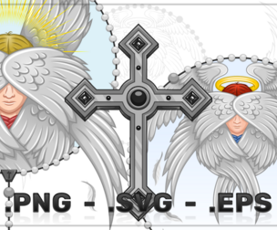 Christian Seraphim With Rosary Vector Design