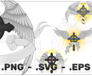 Winged Christian Cross Vector Design