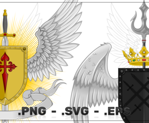 Winged Coat Of Arms Vector Design
