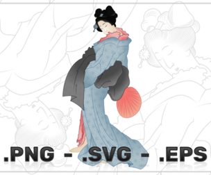 Geisha vector design holding a fan