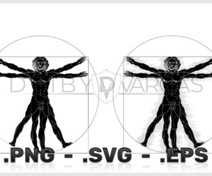 Black And White Vitruvian Man Vector Design