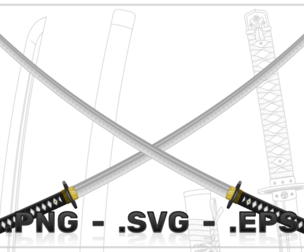 Samurai katana swords vector design