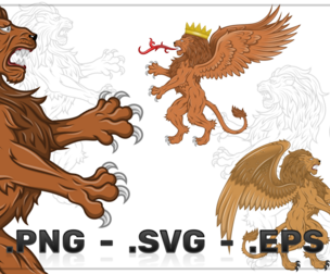 Vector Design Of Lion With Wings