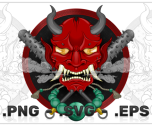 Vector Design of Japanese Demon Oni With kanabo