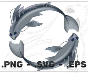 Mustache Fish Vector Design