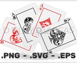 Vector Design Of Poker Cards With Skulls
