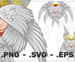 Vector Design Of Angel With Six Wings