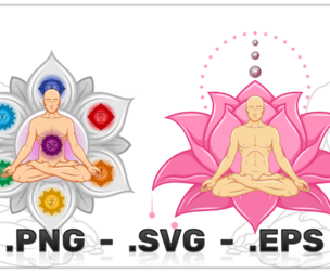Vector Design Of Man Meditating With Lotus Flower