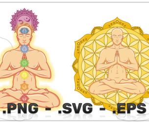 Vector Design Man Meditating With Flowers