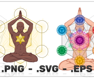 Vector Design Of Man Meditating With Metatron