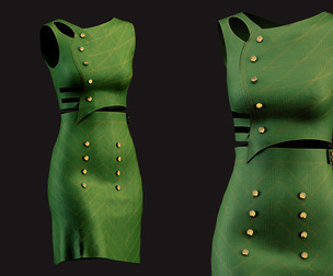 leather dress . game clothing