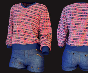 Girl's outfit , denim short. pullover