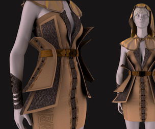 Game garment . leather dress