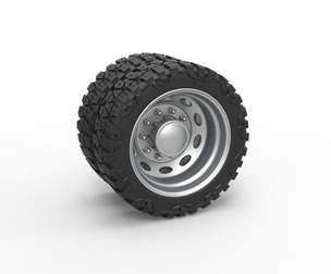 10 Oval Hole rear semi wheel for pickup 1:25