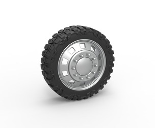 10 Square Hole front semi wheel for pickup 1:25