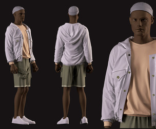 Man's outfit (hat , jacket , shorts , pullover)