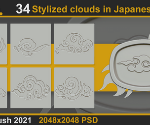 Stylized clouds in Japanese style