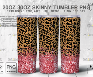 20oz Glitter Pink Leopard Skinny Tumbler