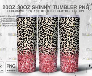 20oz Glitter Gold Leopard Skinny Tumbler