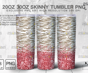 20oz Glitter Gold Fur Skinny Tumbler