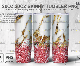 20OZ Glitter Gold Marble Skinny Tumbler