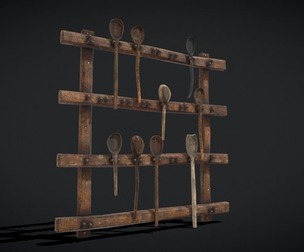 Worn Wooden Spoons Rack