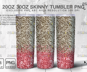 20oz Glitter Gold Leopard Skinny Tumbler