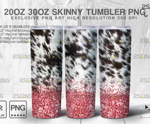 20oz CowHide Gold Glitter Skinny Tumbler
