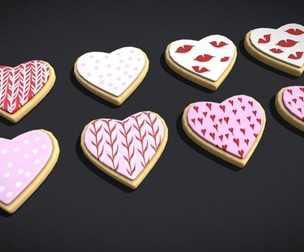Valentines Cookies 8 Hearts