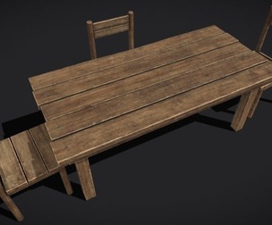 Simple Wooden Table and Chairs